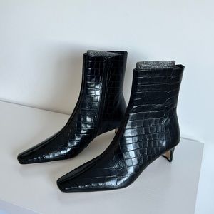 STAUD Wally Ankle Boots (Black Croc), EU 39